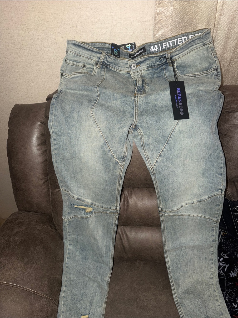 Men's Light Blue Fitted Jeans - Size 44
